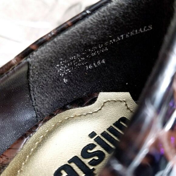 Unlisted Womens Stylish 76154 Size 6 Brown Peep Toe Croc Pattern 3.5" Heels Pump - Picture 8 of 9